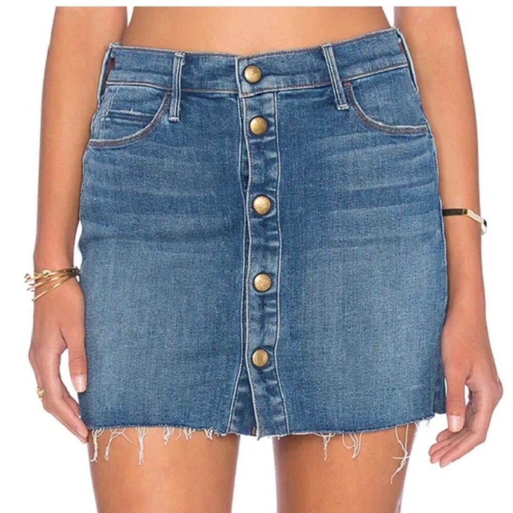 Mother the snap down mini denim skirt